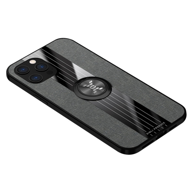 For iPhone 12 Pro XINLI Stitching Cloth Textue Shockproof TPU Protective Case with Ring Holder