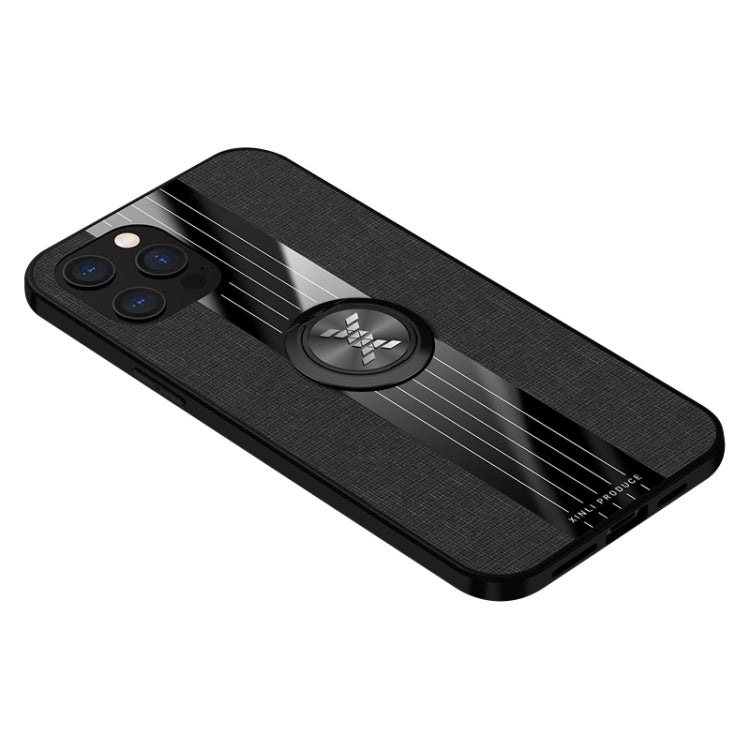 For iPhone 12 Pro XINLI Stitching Cloth Textue Shockproof TPU Protective Case with Ring Holder