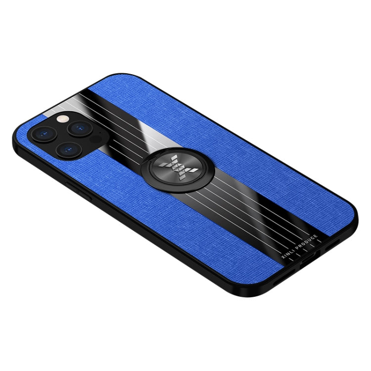 For iPhone 12 Pro Max XINLI Stitching Cloth Textue Shockproof TPU Protective Case with Ring Holder