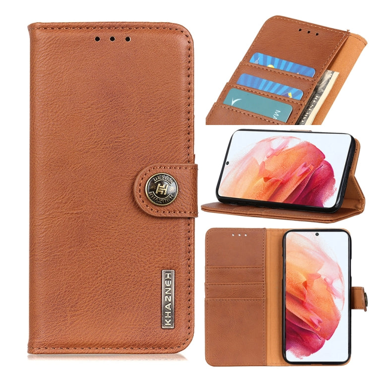 For Samsung Galaxy S21 5G KHAZNEH Cowhide Texture Horizontal Flip Leather Case with Holder & Card Slots & Wallet