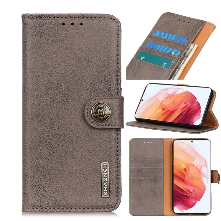 For Samsung Galaxy S21 5G KHAZNEH Cowhide Texture Horizontal Flip Leather Case with Holder & Card Slots & Wallet