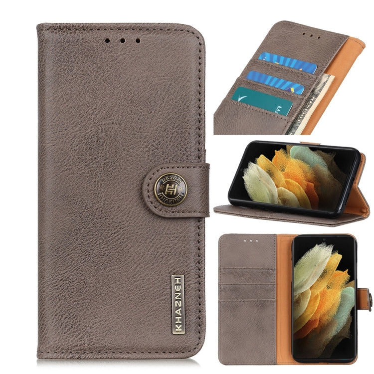 For Samsung Galaxy S21 Ultra 5G KHAZNEH Cowhide Texture Horizontal Flip Leather Case with Holder & Card Slots & Wallet