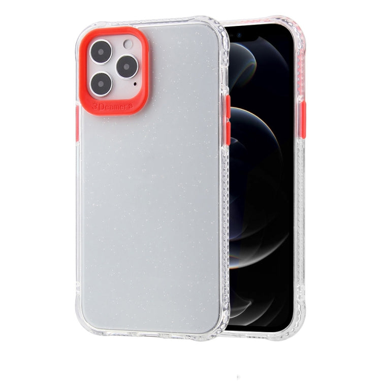 For iPhone 12 mini Transparent Glitter Powder TPU + PC Case with Detachable Buttons