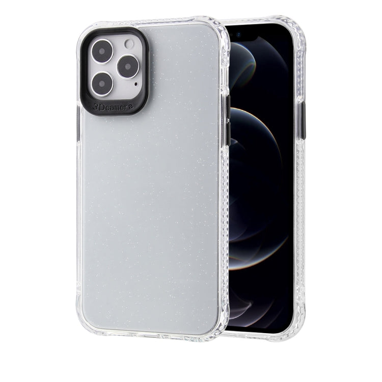 For iPhone 12 mini Transparent Glitter Powder TPU + PC Case with Detachable Buttons