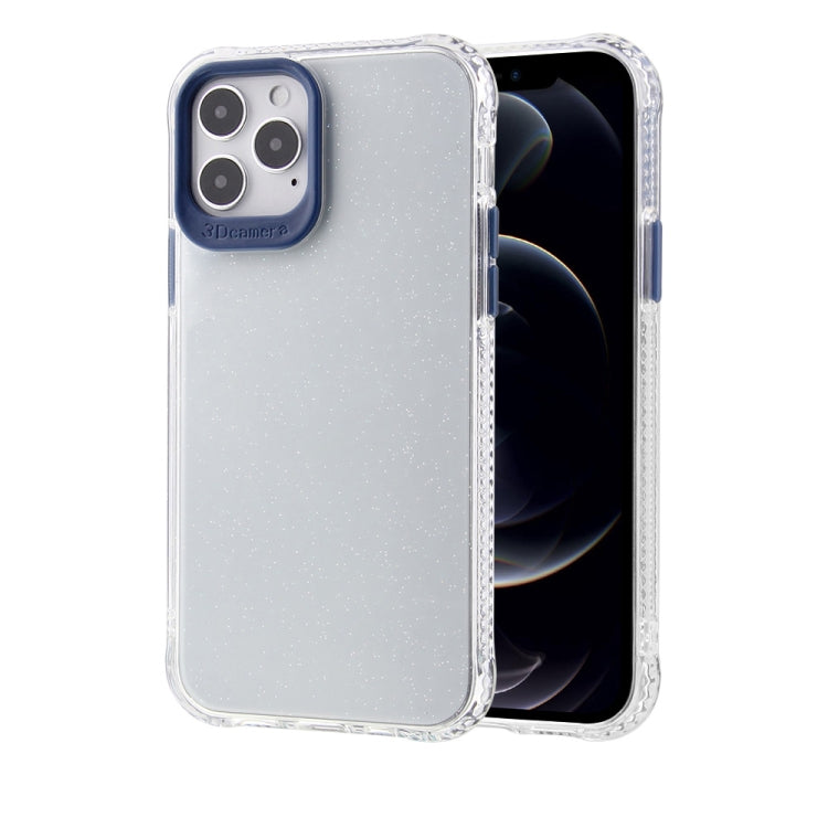 For iPhone 12 / 12 Pro Transparent Glitter Powder TPU + PC Case with Detachable Buttons