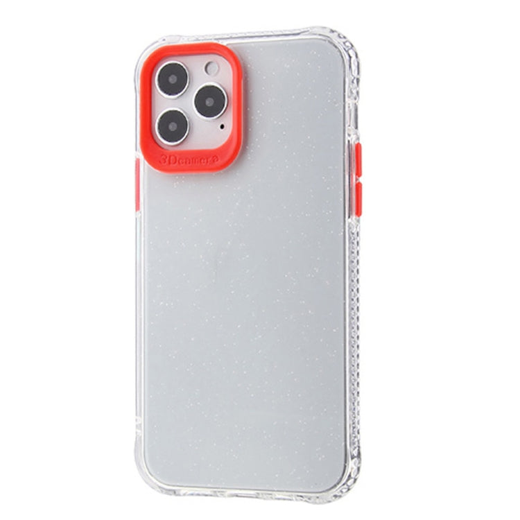 For iPhone 12 / 12 Pro Transparent Glitter Powder TPU + PC Case with Detachable Buttons