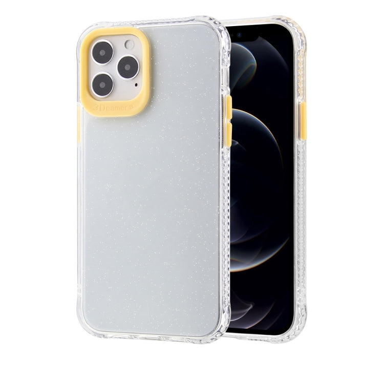 For iPhone 12 / 12 Pro Transparent Glitter Powder TPU + PC Case with Detachable Buttons