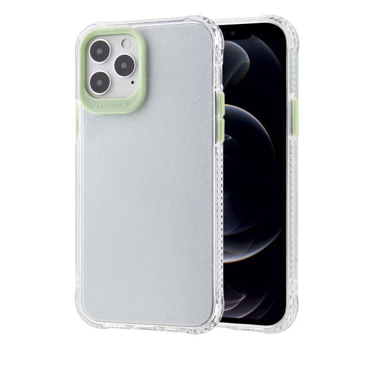 For iPhone 12 / 12 Pro Transparent Glitter Powder TPU + PC Case with Detachable Buttons