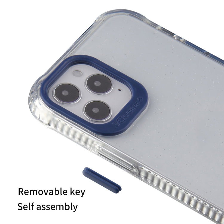 For iPhone 12 / 12 Pro Transparent Glitter Powder TPU + PC Case with Detachable Buttons