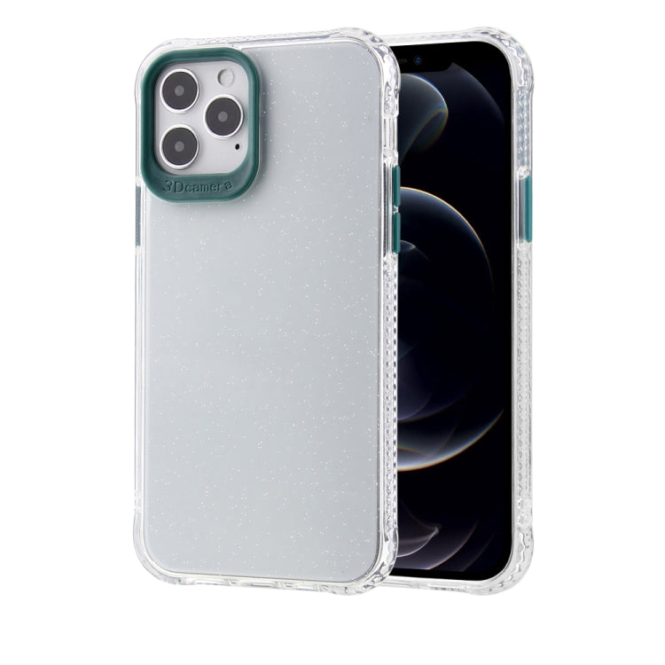 For iPhone 12 Pro Max Transparent Glitter Powder TPU + PC Case with Detachable Buttons