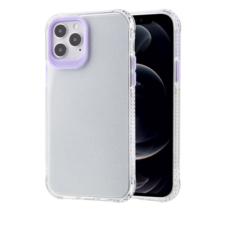For iPhone 12 Pro Max Transparent Glitter Powder TPU + PC Case with Detachable Buttons