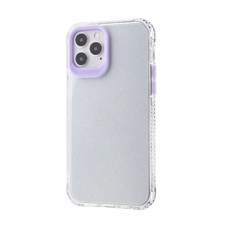 For iPhone 12 Pro Max Transparent Glitter Powder TPU + PC Case with Detachable Buttons