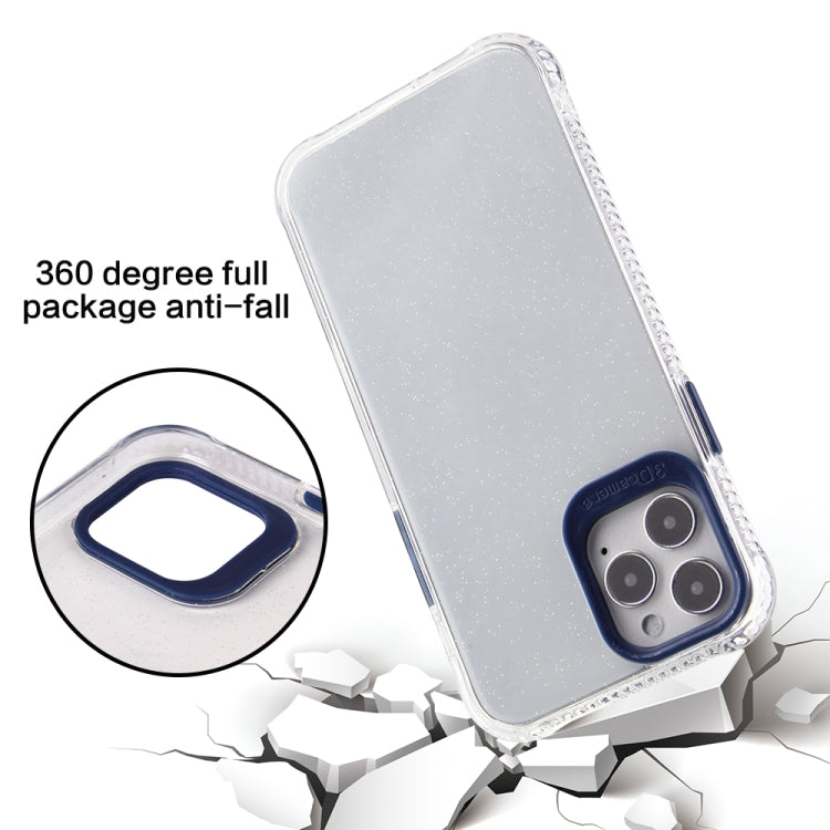 For iPhone 12 Pro Max Transparent Glitter Powder TPU + PC Case with Detachable Buttons