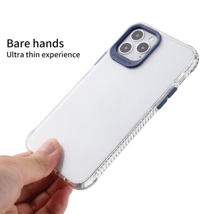 For iPhone 12 Pro Max Transparent Glitter Powder TPU + PC Case with Detachable Buttons