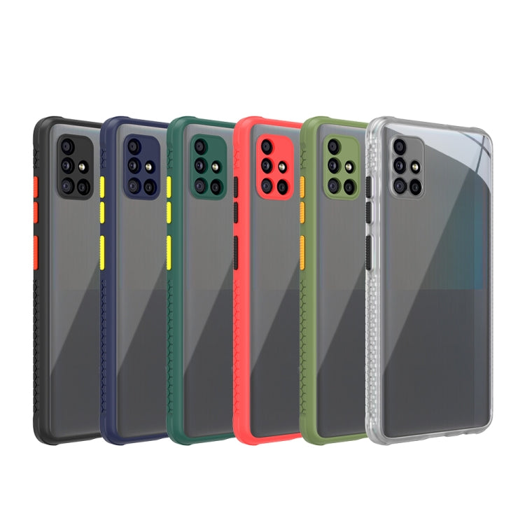 For Samsung Galaxy A71 Tire Side Texture Contrast Button Shockproof PC + TPU Phone Protective Case