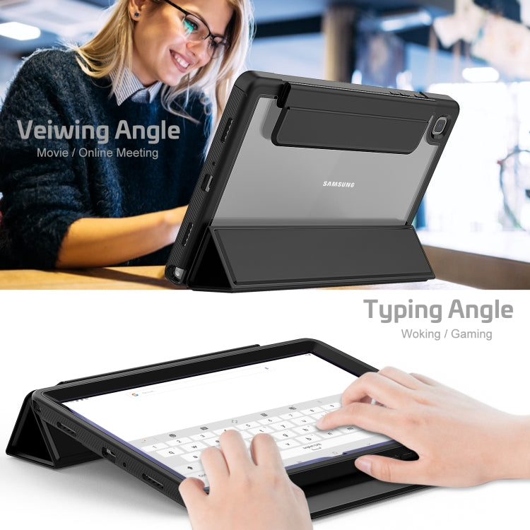 For Samsung Galaxy Tab A7 10.4 (2020) Acrylic + TPU Horizontal Flip Smart Leather Case with Three-folding Holder & Wake-up / Sleep Function