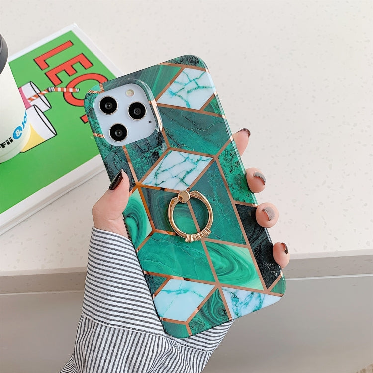 For iPhone 12 mini Plating Marble Pattern Soft TPU Protective Case with Ring Holder
