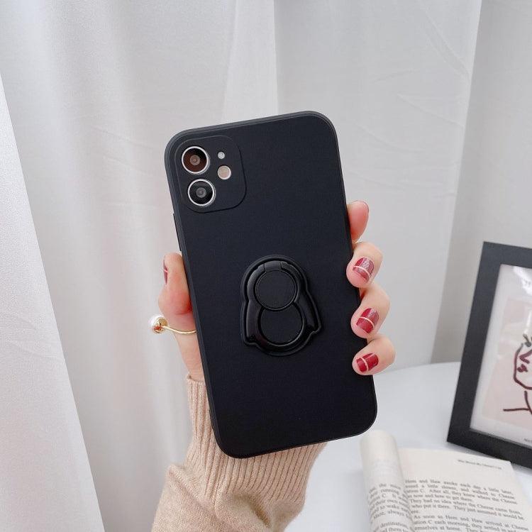 For iPhone 12 mini Solid Color TPU Protective Case with Penguin Holder