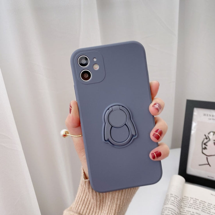 For iPhone 12 Solid Color TPU Protective Case with Penguin Holder