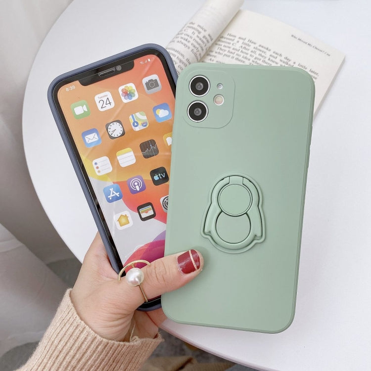 For iPhone 12 Solid Color TPU Protective Case with Penguin Holder