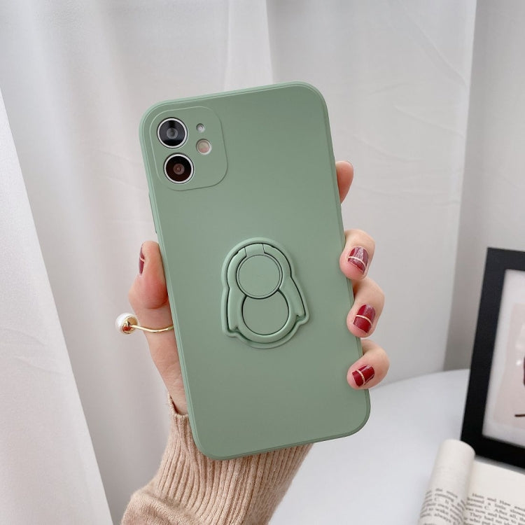 For iPhone 12 Pro Solid Color TPU Protective Case with Penguin Holder
