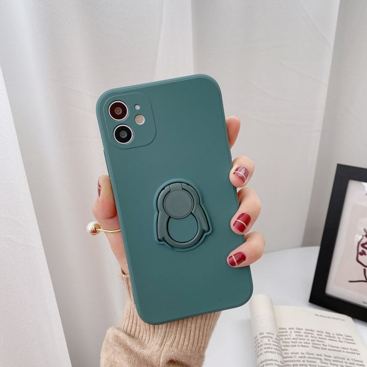 For iPhone 12 Pro Solid Color TPU Protective Case with Penguin Holder