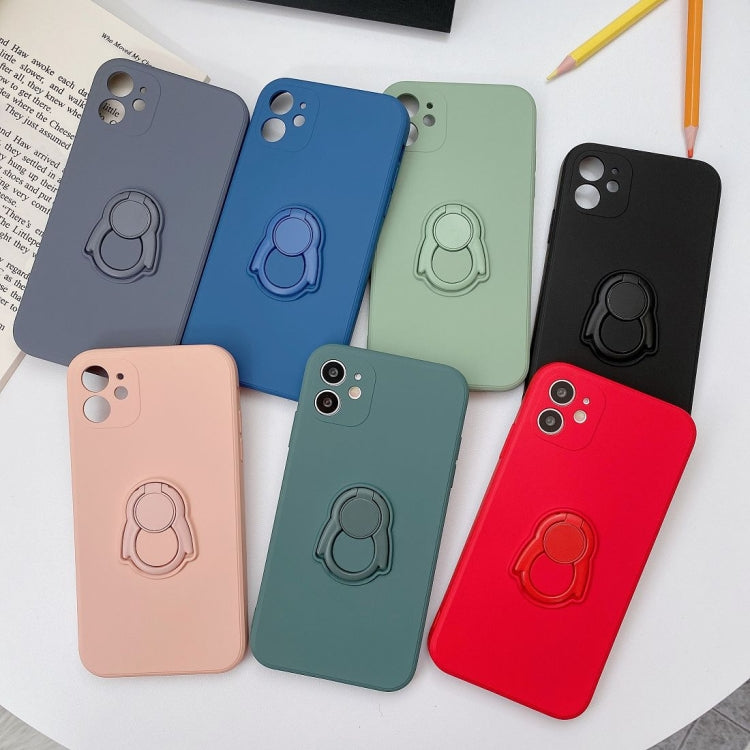 For iPhone 12 Pro Solid Color TPU Protective Case with Penguin Holder