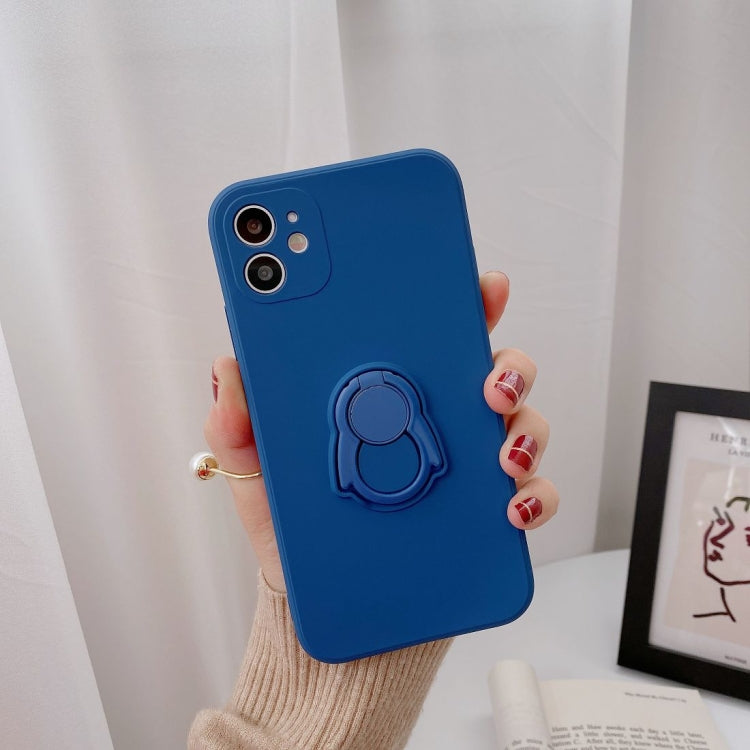 For iPhone 12 Pro Max Solid Color TPU Protective Case with Penguin Holder