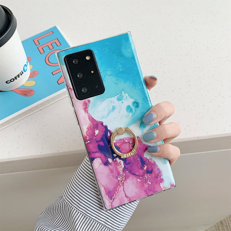For Samsung Galaxy S20 FE Ocean Wave Coral IMD Glossy Marble Phone Case with Ring Holder
