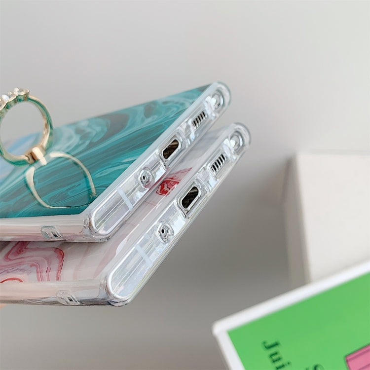 For Samsung Galaxy S20 FE Ocean Wave Coral IMD Glossy Marble Phone Case with Ring Holder