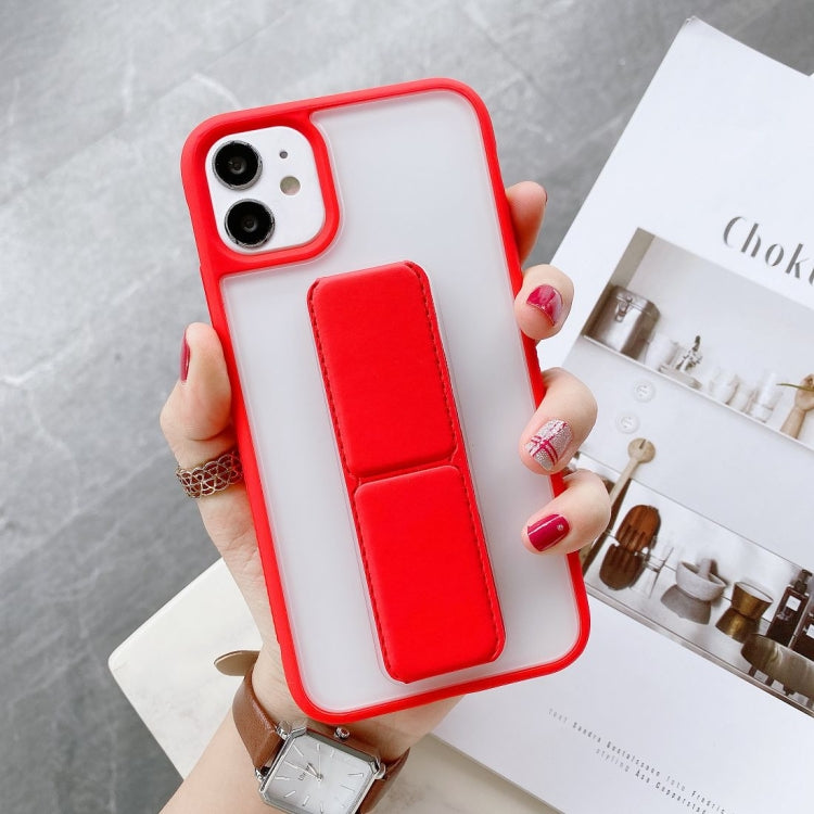 For iPhone 12 mini Transparent Shockproof Matte Protective Case with Wristband & Holder