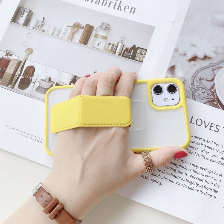 For iPhone 12 mini Transparent Shockproof Matte Protective Case with Wristband & Holder