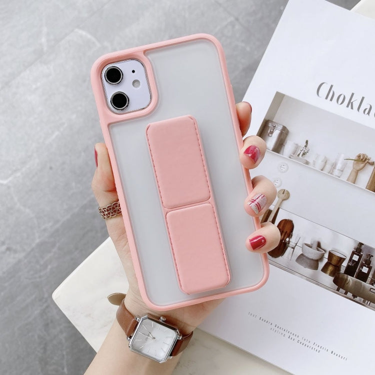 For iPhone 12 / 12 Pro Transparent Shockproof Matte Protective Case with Wristband & Holder