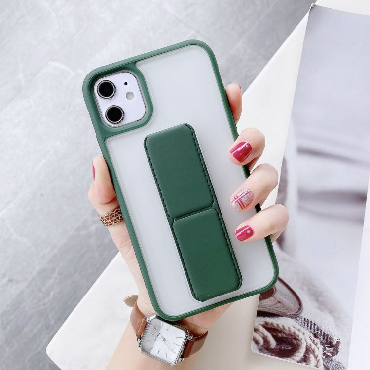 For iPhone 12 / 12 Pro Transparent Shockproof Matte Protective Case with Wristband & Holder