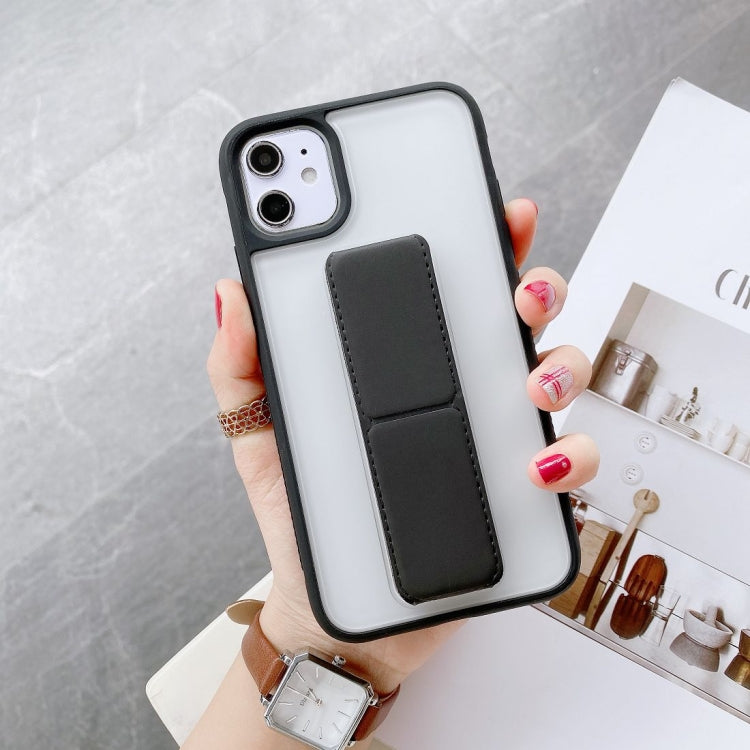 For iPhone 12 Pro Max Transparent Shockproof Matte Protective Case with Wristband & Holder