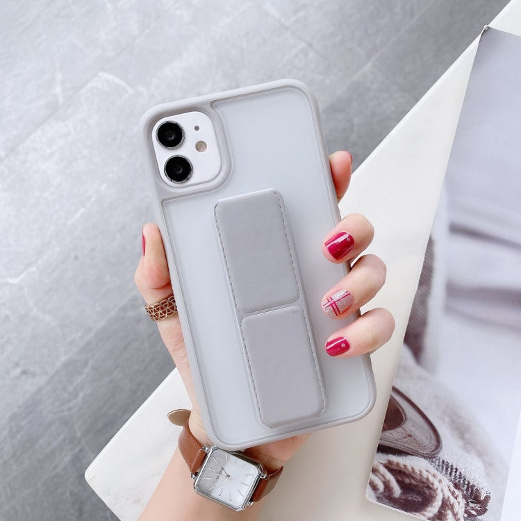 For iPhone 12 Pro Max Transparent Shockproof Matte Protective Case with Wristband & Holder
