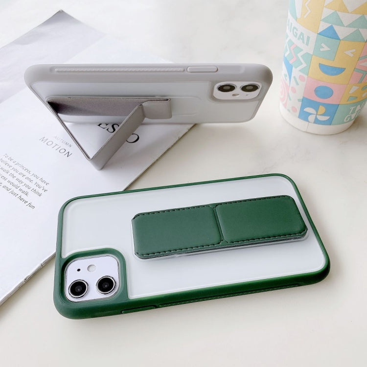 For iPhone 12 Pro Max Transparent Shockproof Matte Protective Case with Wristband & Holder