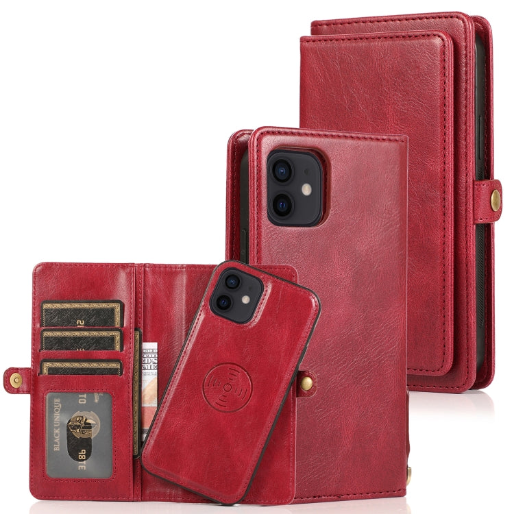 For iPhone 12 mini Multiple Card Slots Detachable Magnetic Horizontal Flip Leather Case with Card Slots & Holder & Wallet