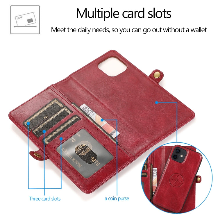 For iPhone 12 mini Multiple Card Slots Detachable Magnetic Horizontal Flip Leather Case with Card Slots & Holder & Wallet