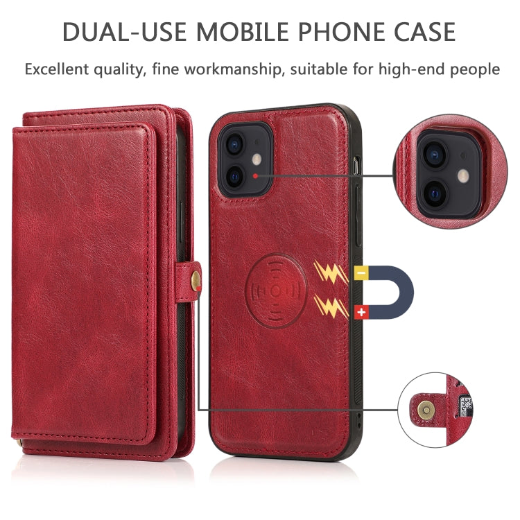 For iPhone 12 mini Multiple Card Slots Detachable Magnetic Horizontal Flip Leather Case with Card Slots & Holder & Wallet