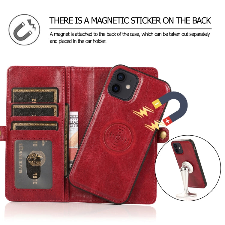 For iPhone 12 mini Multiple Card Slots Detachable Magnetic Horizontal Flip Leather Case with Card Slots & Holder & Wallet