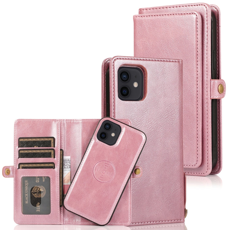 For iPhone 12 mini Multiple Card Slots Detachable Magnetic Horizontal Flip Leather Case with Card Slots & Holder & Wallet