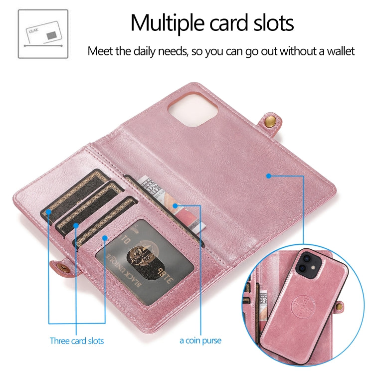 For iPhone 12 mini Multiple Card Slots Detachable Magnetic Horizontal Flip Leather Case with Card Slots & Holder & Wallet