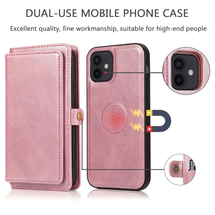 For iPhone 12 mini Multiple Card Slots Detachable Magnetic Horizontal Flip Leather Case with Card Slots & Holder & Wallet