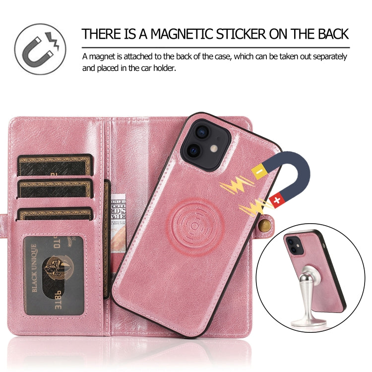 For iPhone 12 mini Multiple Card Slots Detachable Magnetic Horizontal Flip Leather Case with Card Slots & Holder & Wallet