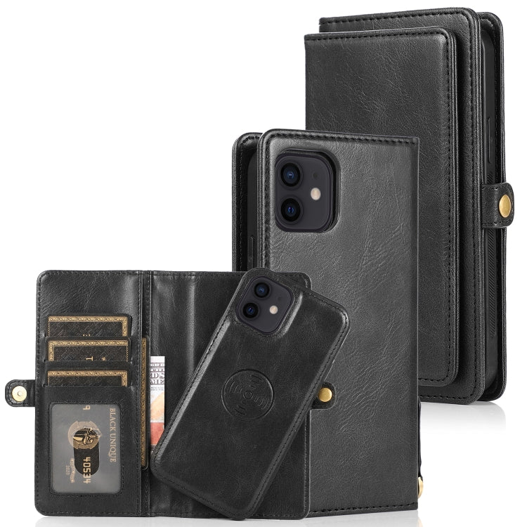 For iPhone 12 mini Multiple Card Slots Detachable Magnetic Horizontal Flip Leather Case with Card Slots & Holder & Wallet