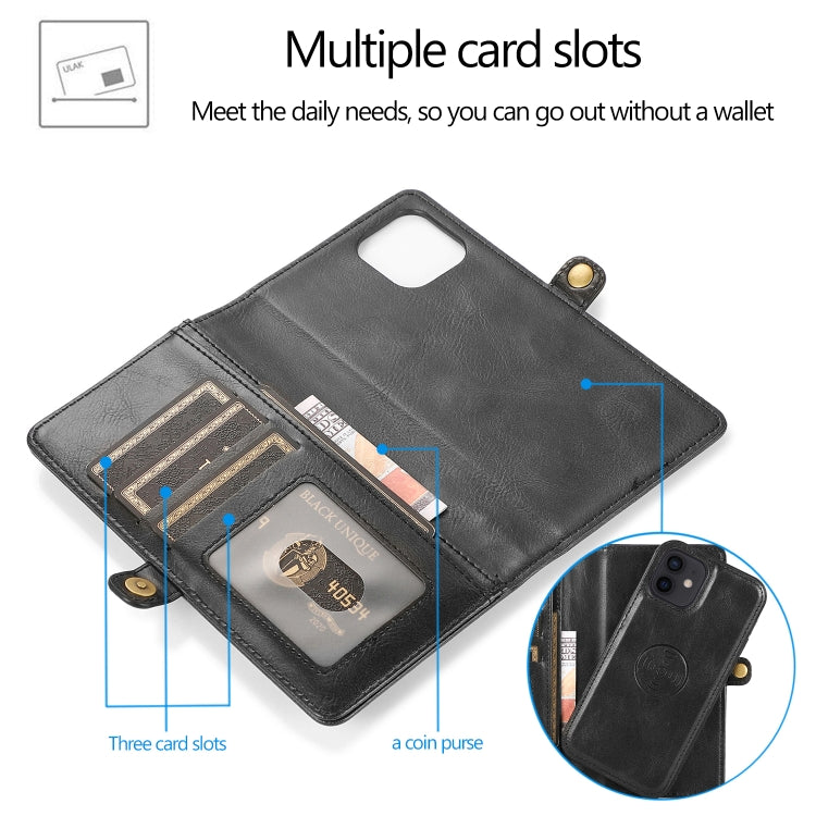 For iPhone 12 mini Multiple Card Slots Detachable Magnetic Horizontal Flip Leather Case with Card Slots & Holder & Wallet