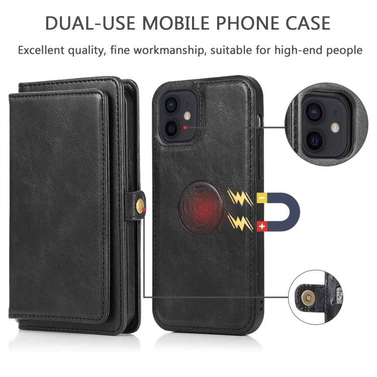 For iPhone 12 mini Multiple Card Slots Detachable Magnetic Horizontal Flip Leather Case with Card Slots & Holder & Wallet