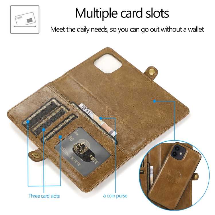 For iPhone 12 mini Multiple Card Slots Detachable Magnetic Horizontal Flip Leather Case with Card Slots & Holder & Wallet