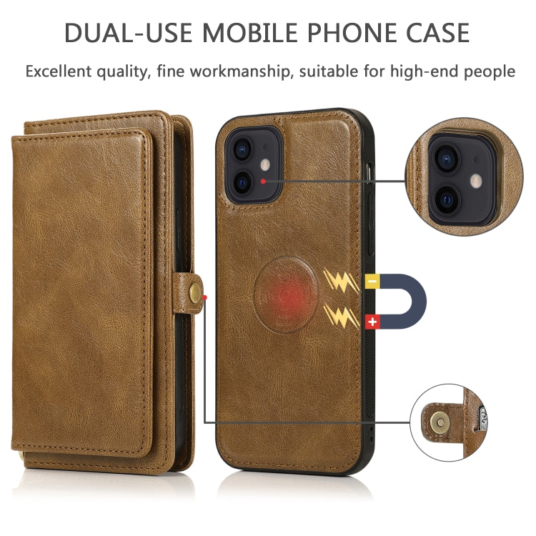 For iPhone 12 mini Multiple Card Slots Detachable Magnetic Horizontal Flip Leather Case with Card Slots & Holder & Wallet